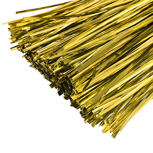 Foil Twist Ties 6" 15cm Metallic Plastic Closure Tie for Tying Bread (6-inch / Gold Tone)