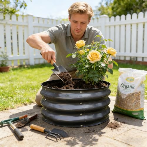 GARDMAX 2 Pack 2x2x1FT Galvanized Round Raised Garden Bed Kit (Dark Grey / 2 x 2 x 1 ft (Pack of 2))