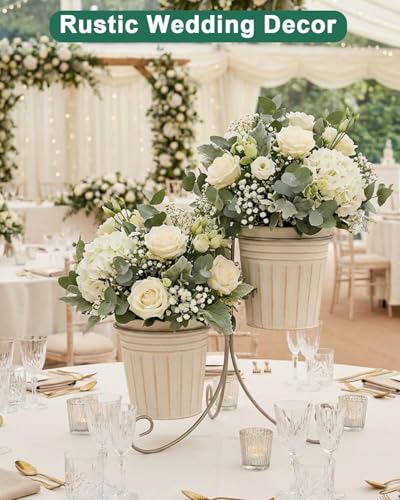 6 Inch Beige Metal Rustic Flower Pots (Beige / 6 inch)