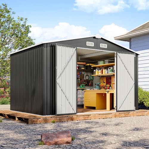 10x8FT Outdoor Storage Shed Black