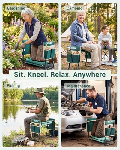Garden Kneeler and Seat 8" Wider Pad Heavy Duty 2 (Green / 8" Wider Kneeling Pad)