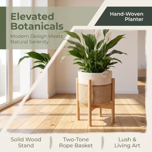Flower Pot Rattan Plant Stand Planter with Stand