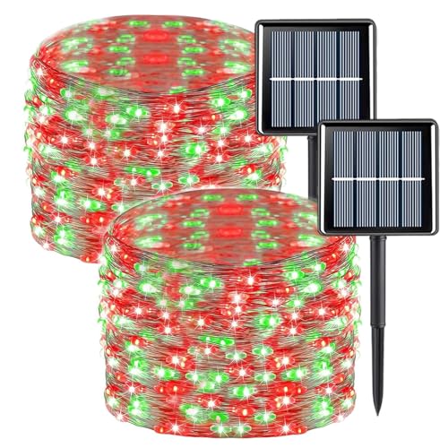 200 LED Solar Fairy Lights Red and Green (Red and Green)