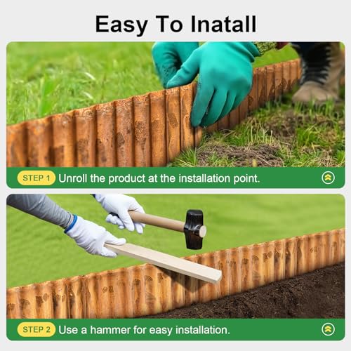 Corrugated Garden Edging Border (Rusty / 12 Inch×25 Ft)