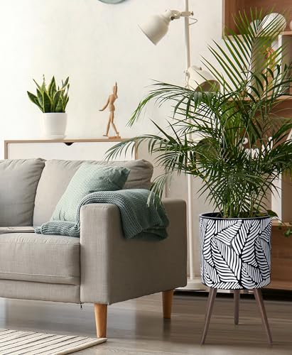 14 Inch Planter Pot with Wood Stand