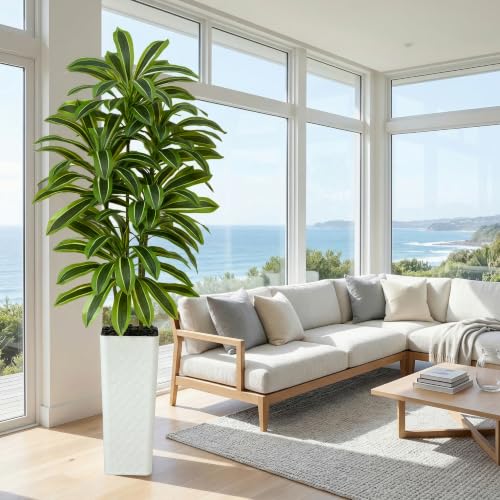 Artificial Dracaena Tree (Dark Green – White Pot / 7FT)