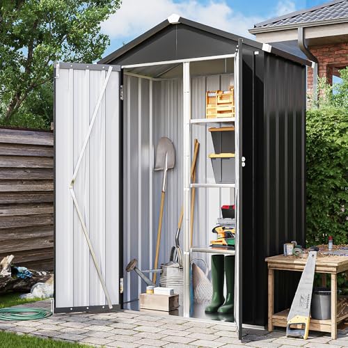 Vertical Outdoor Storage Cabinet 3.5’x2’ with Floor & Shelves Black (Black / 3.5'x2')