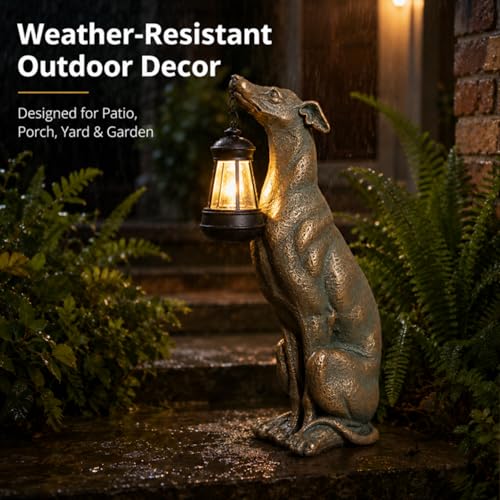Solar Dog Garden Statue (Bronze 17.7in)