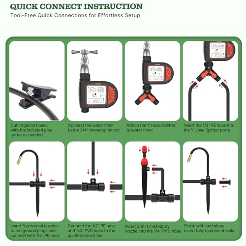 Anleolife 82.4FT Automatic Drip Irrigation System Kit with Water Timer