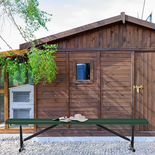 8 Feet Heavy Duty Metal Park Bench for Outside (Green / 8FT)