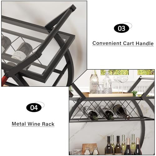 Bar Cart with Glass (Black)