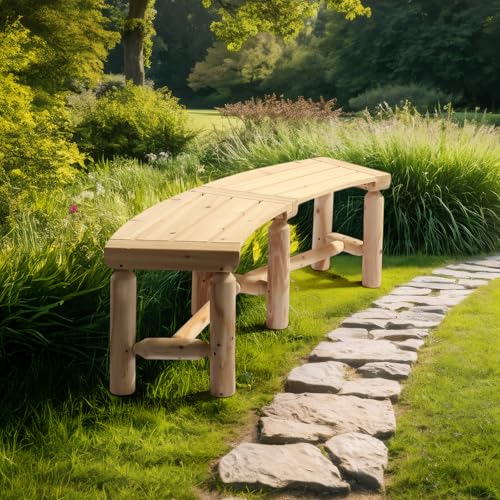 Outdoor Bench Wooden Curved Bench