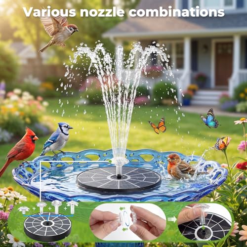 3.7W Solar Bird Bath Fountain Upgraded 6.3" Solar Glass Panel