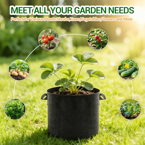 5 Pack 15 Gallon Grow Bags (5 Count)