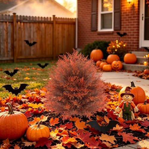 Fall 2 Pack 24 Inch Cedar Topiary Trees with Ground Spikes (Fall Cedar)
