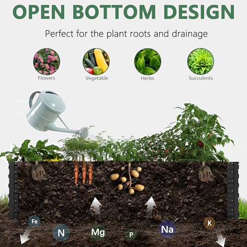 6x3x2ft Raised Garden Bed Outdoor (Black / Arched Trellis with 2 Beds-6x3x2 FT)