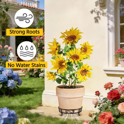 Plant Pot Stand Flower Holder for Outdoor Indoor Corner (Metal Black / 1 Tier)