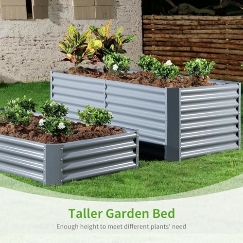 2 Pack 6×3×2 ft Galvanized Metal Raised Garden Bed (Modern Grey / 6×3×2ft)