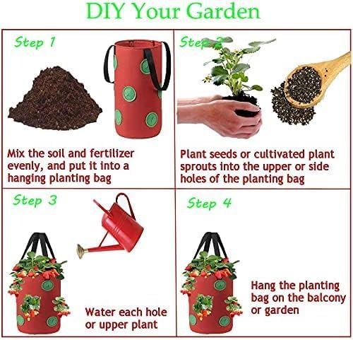 Upside Down Tomato Planter-3 Gallon Hanging Strawberry Planter Durable Aeration Fabric Grow Bags for Vegetables (Set of 3- Red,Green and Black)
