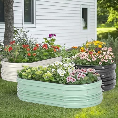 2PK 4x2x1ft Galvanized Raised Garden Bed Set (Light Green / 4x2x1ft(2PK))