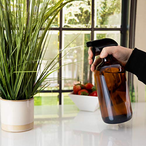 Large 32oz Amber Glass Gardening Spray Bottles with Funnel