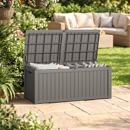 230 Gallon Outdoor Storage Box Waterproof Deck Box for Patio (Grey / 230 Gallon)