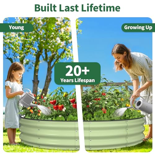 Round Raised Garden Bed (Fruit Green / 4x4x1FT)