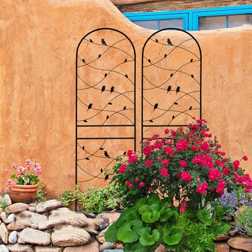 Metal Garden Trellis Rustproof Trellis for Climbing Plants Outdoor Flower Support Bird Deco