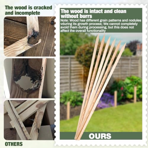 48 Pieces Wooden Garden Stakes 6 FT Grade and Survey Stakes Wooden Garden and Sign Posts for Plant Support Silt Fence Yard Farm Survey Boundaries Baselines (Smooth Stakes / 72 Inch)