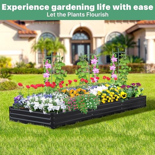 12×4×1ft Galvanized Metal Raised Garden Bed