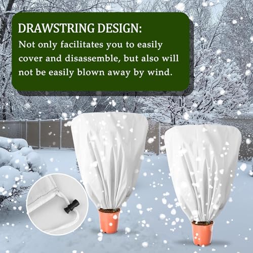 8 Pcs Plant Covers Frost Protection Bag Winter Reusable Plants Jacket with Drawstring Shrub Protection Wraps Bags Frost Blanket for Winter Outdoor Garden Plants