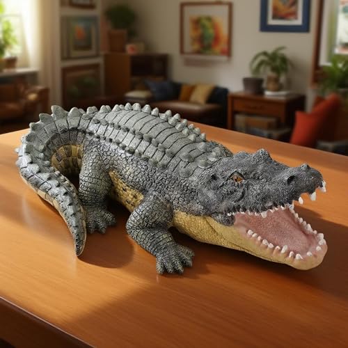 13" Real Crocodile Statue (Multicolor)
