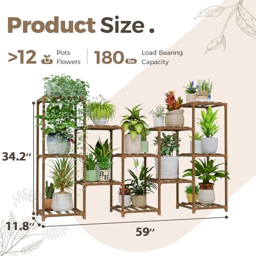 Large Plant Shelf Outdoor Wood Plant Stand Large Rack for Living