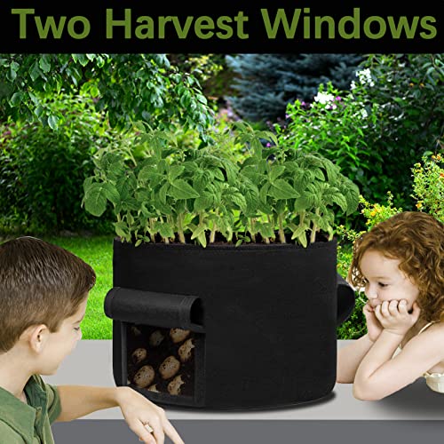 2 Pack 20 Gallon Grow Bags Heavy Dduty Nonwoven Potato Grow Bag with 2 Sturdy Handles&2 Windows (2 Count)