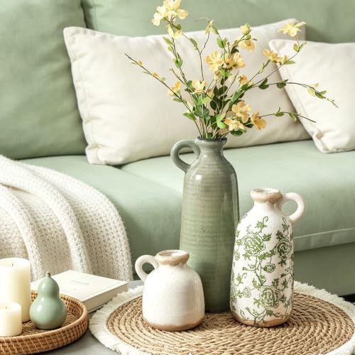 Vintage Vase Set of 3 with Handle (010 - Vintage Green)