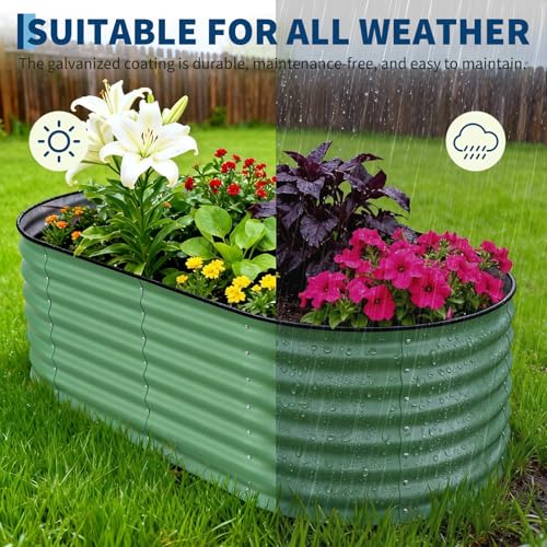2 Pack 6X3X2ft Galvanized Raised Garden Bed (Green-oval / 6x3x2ft 2pcs)