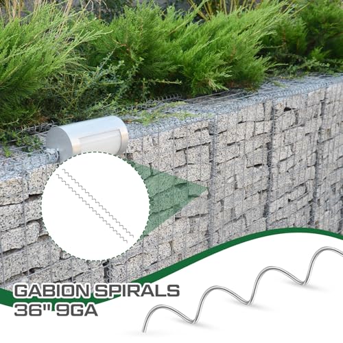 100 Pcs 36" x 2" Cages Spirals 9ga Galvanized Steel Gabion Wire for Cage Install and Connected Stone Gabion Basket Spirals for Garden Projects Quick and Easy Construction (36" x 2")