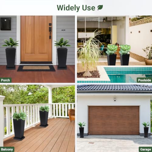18" Metal Tall Outdoor Planters Set of 2 (18" H)
