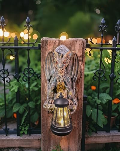 Dragon Statue Solar Lantern for Garden Décor