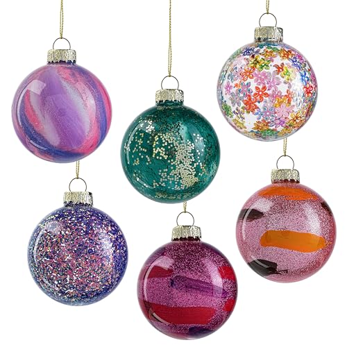 6pcs Glass Christmas Ball Ornament 2.4In Glittering Christmas Tree Ornament (Color-4)