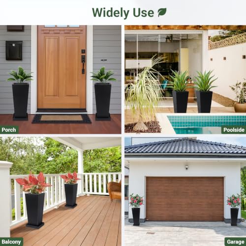 20" Metal Tall Outdoor Planters Set of 2 (20" H)
