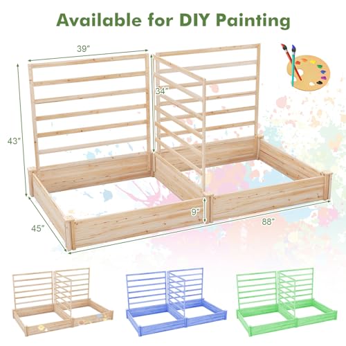 Raised Garden Bed with 3 Trellises & 2 Planter Boxes