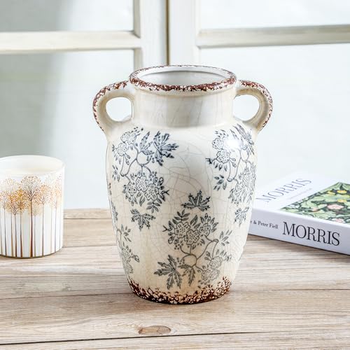 Vintage Blue and White Ceramic Vase (05-blue and White-9.4 Inch)
