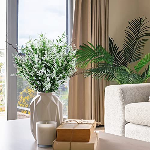 8 Pack Artificial Plants Flowers Grass Shrubs No Fade Faux Plastic Flowers Outdoor for Vases Farmhouse Garden Porch Patio Office Indoor Wedding Decoration Greenery Fake Plants (8 Count)