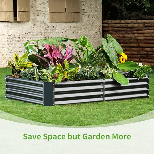 3 Pack 8×4×1ft Galvanized Metal Raised Garden Bed (3 Count)