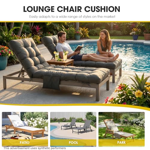 Outdoor Chaise Lounge Chair Cushion (Dark Grey)