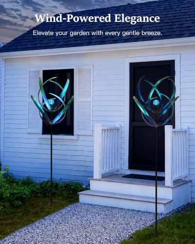 Outdoor Wind Spinners with Solar Light