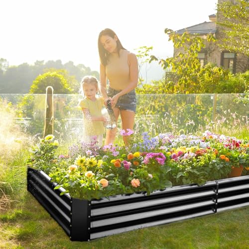 2 Pack 6×3×1ft Galvanized Metal Raised Garden Bed