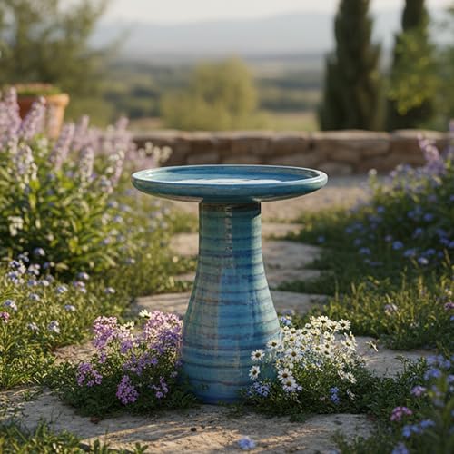Sunnydaze Ceramic Bird Bath (Cloud Swirl)