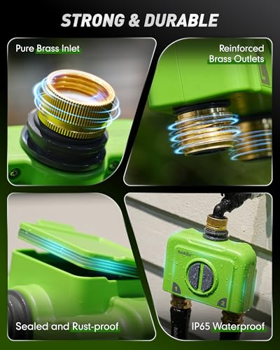 WiFi Water Timer for Garden Hose (Brass Outlet Timer with Ethernet Hub / Green)
